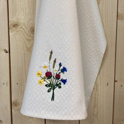Broderad handduk, bukett