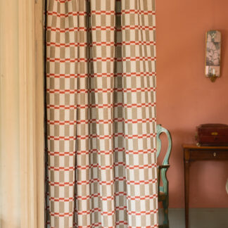 Draperi Tegel, beige/röd